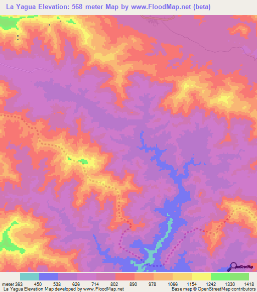 La Yagua,Venezuela Elevation Map
