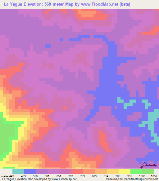 La Yagua,Venezuela Elevation Map