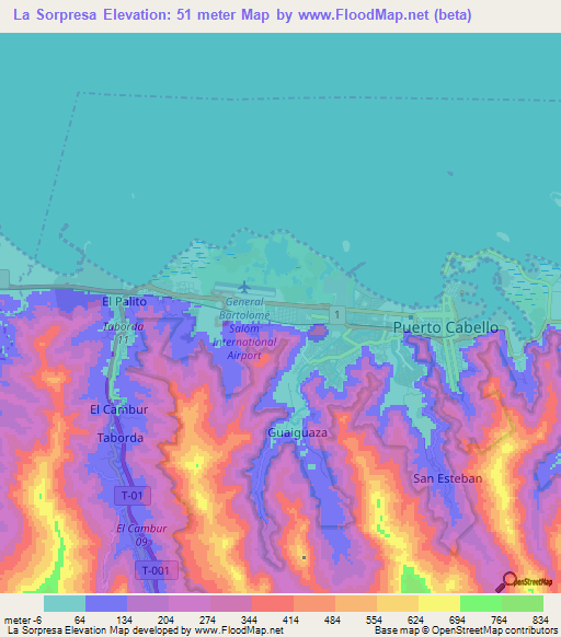 La Sorpresa,Venezuela Elevation Map