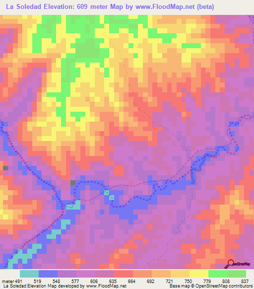 La Soledad,Venezuela Elevation Map