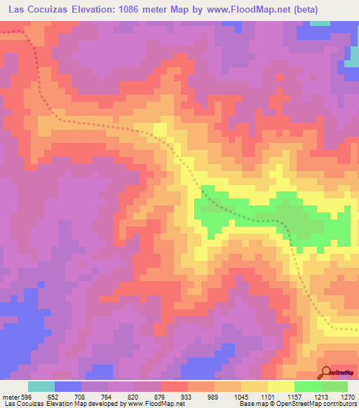Las Cocuizas,Venezuela Elevation Map