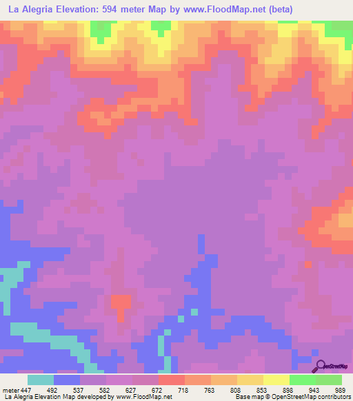La Alegria,Venezuela Elevation Map