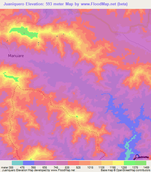 Juaniquero,Venezuela Elevation Map