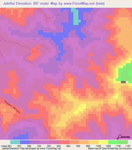 Jabillal,Venezuela Elevation Map