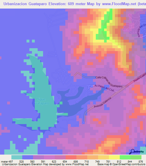 Urbanizacion Guataparo,Venezuela Elevation Map