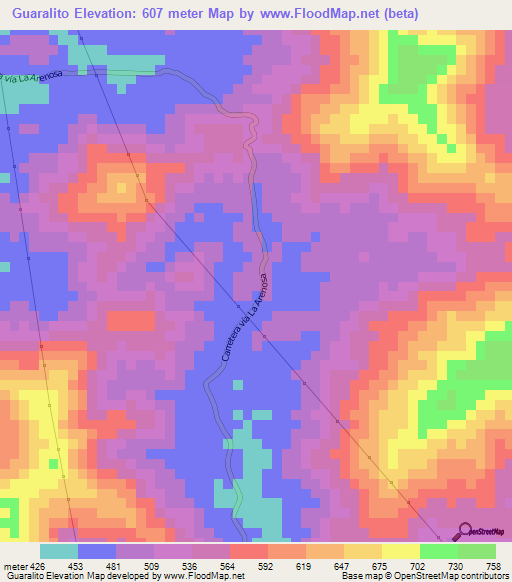 Guaralito,Venezuela Elevation Map