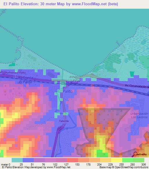 El Palito,Venezuela Elevation Map