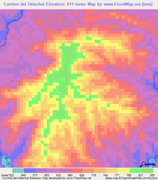 Cumbre del Helechal,Venezuela Elevation Map