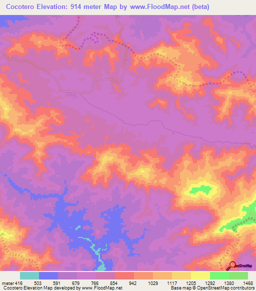 Cocotero,Venezuela Elevation Map
