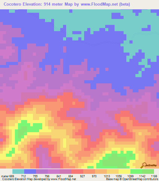 Cocotero,Venezuela Elevation Map