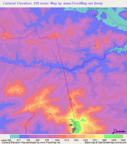 Cartanal,Venezuela Elevation Map