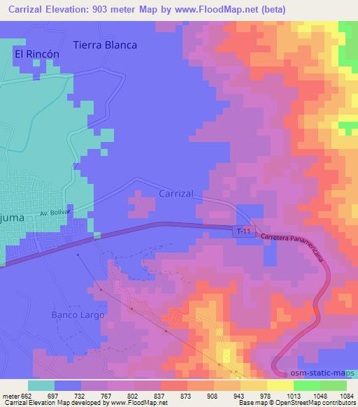 Carrizal,Venezuela Elevation Map