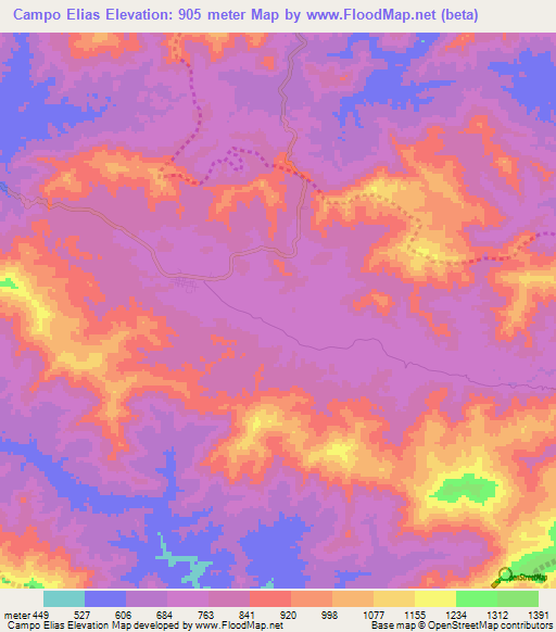 Campo Elias,Venezuela Elevation Map