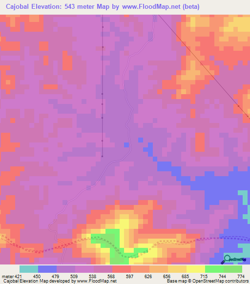 Cajobal,Venezuela Elevation Map