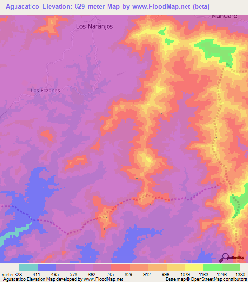 Aguacatico,Venezuela Elevation Map