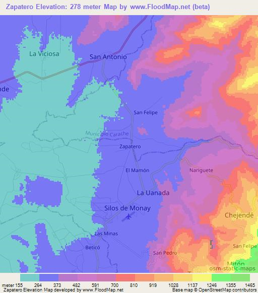 Zapatero,Venezuela Elevation Map