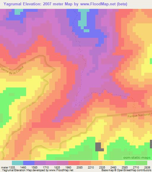 Yagrumal,Venezuela Elevation Map