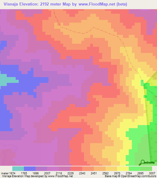 Visnaja,Venezuela Elevation Map