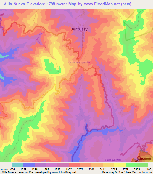 Villa Nueva,Venezuela Elevation Map