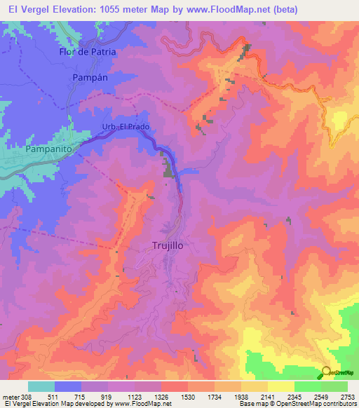 El Vergel,Venezuela Elevation Map