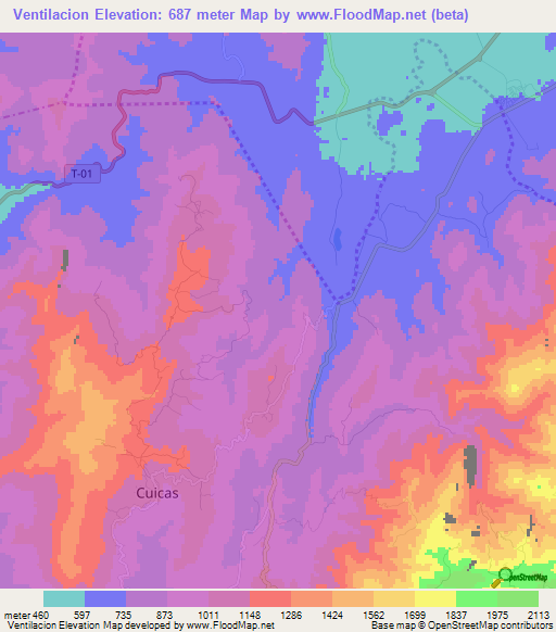 Ventilacion,Venezuela Elevation Map