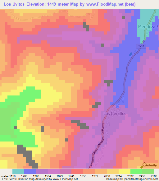 Los Uvitos,Venezuela Elevation Map