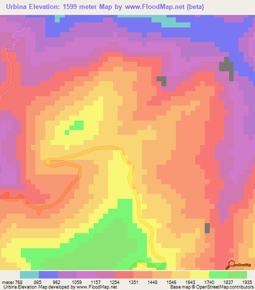 Urbina,Venezuela Elevation Map