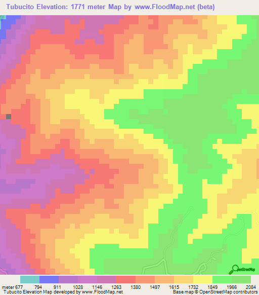 Tubucito,Venezuela Elevation Map