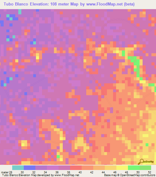 Tubo Blanco,Venezuela Elevation Map