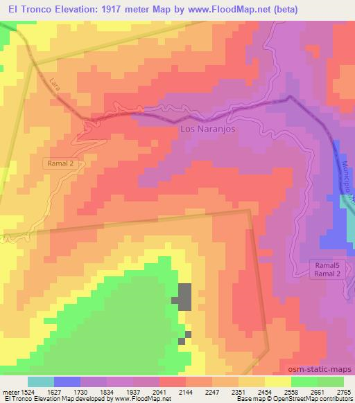 El Tronco,Venezuela Elevation Map