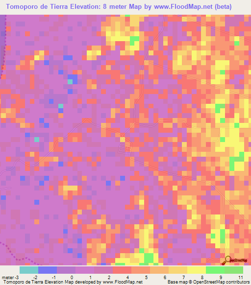 Tomoporo de Tierra,Venezuela Elevation Map