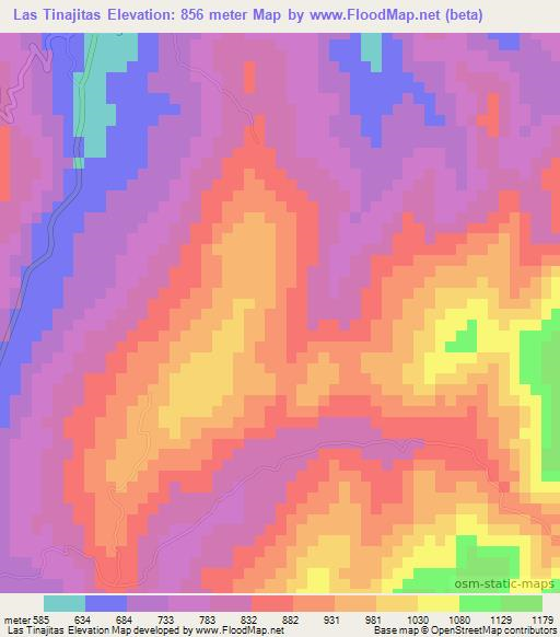 Las Tinajitas,Venezuela Elevation Map