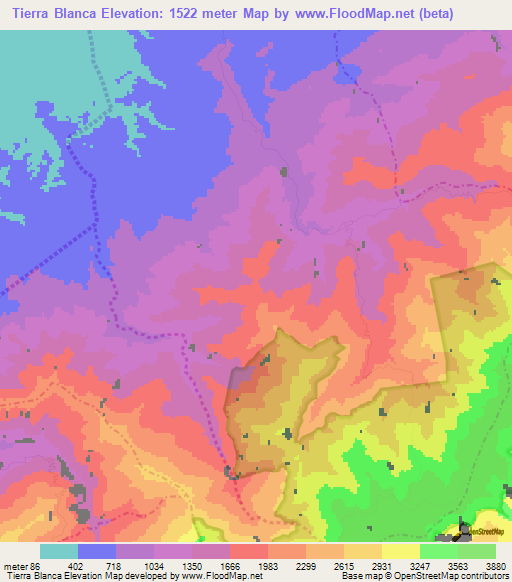Tierra Blanca,Venezuela Elevation Map