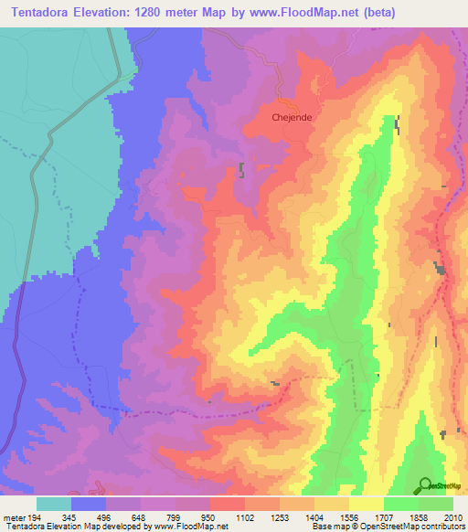 Tentadora,Venezuela Elevation Map