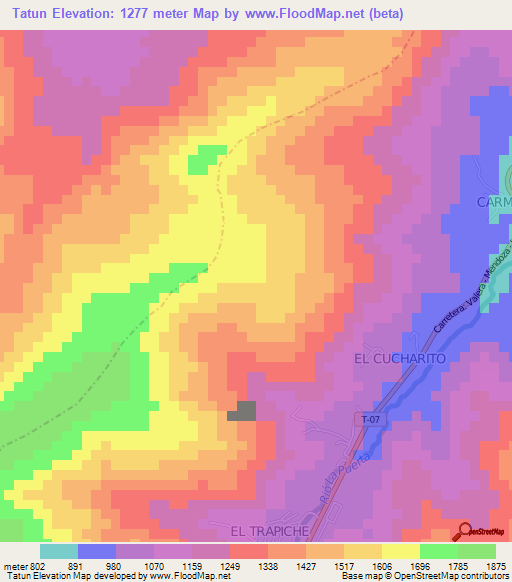 Tatun,Venezuela Elevation Map
