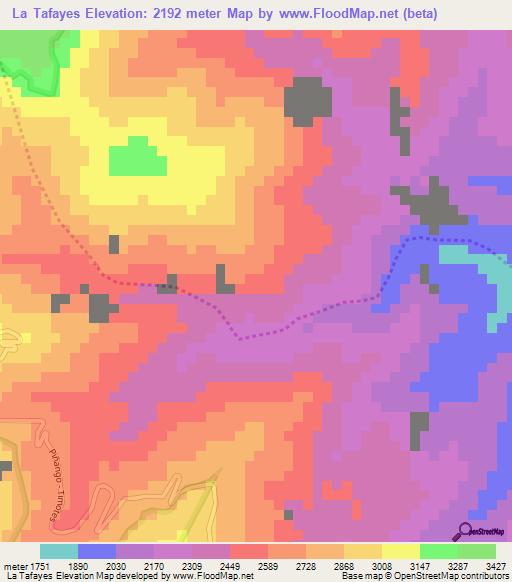 La Tafayes,Venezuela Elevation Map