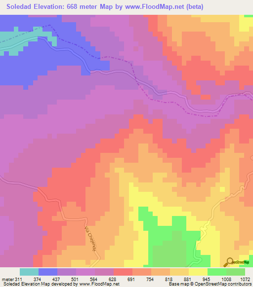 Soledad,Venezuela Elevation Map