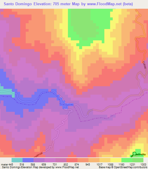 Santo Domingo,Venezuela Elevation Map