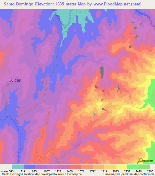 Santo Domingo,Venezuela Elevation Map