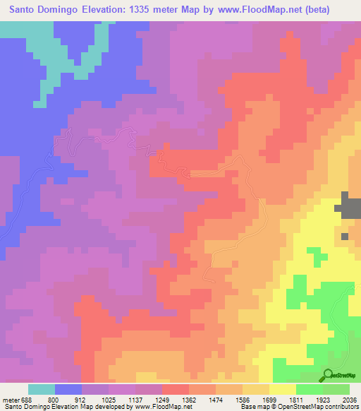 Santo Domingo,Venezuela Elevation Map