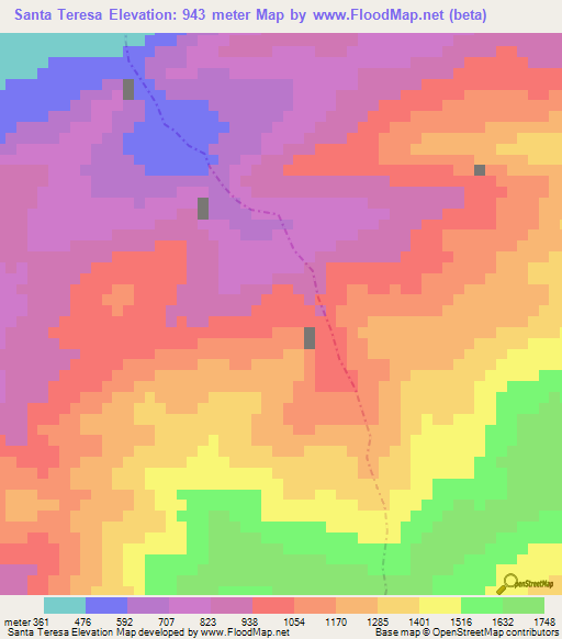 Santa Teresa,Venezuela Elevation Map