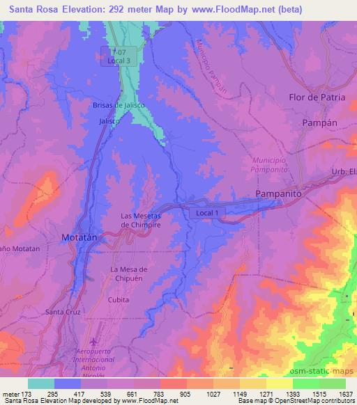 Santa Rosa,Venezuela Elevation Map