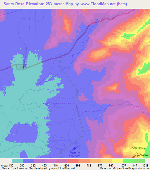 Santa Rosa,Venezuela Elevation Map