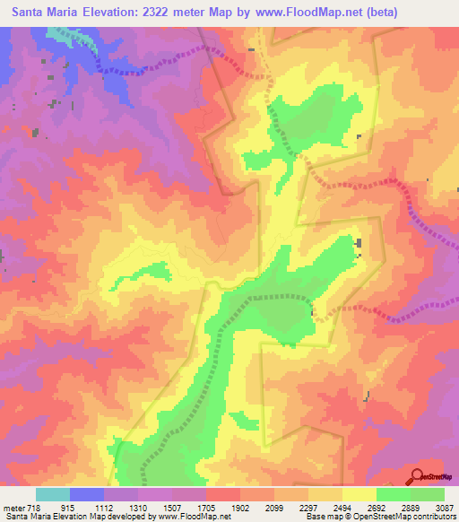Santa Maria,Venezuela Elevation Map