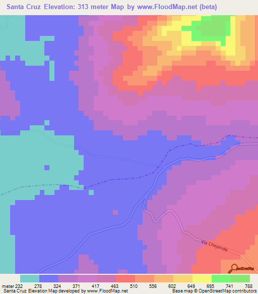 Santa Cruz,Venezuela Elevation Map