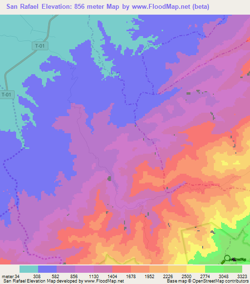 San Rafael,Venezuela Elevation Map