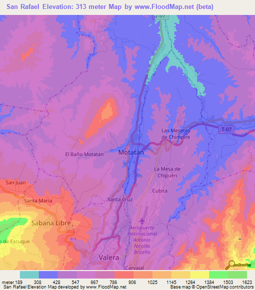 San Rafael,Venezuela Elevation Map