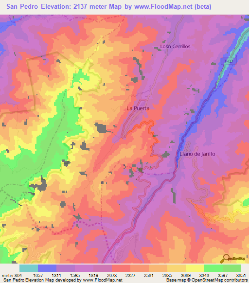 San Pedro,Venezuela Elevation Map