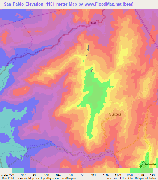 San Pablo,Venezuela Elevation Map
