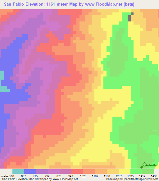 San Pablo,Venezuela Elevation Map